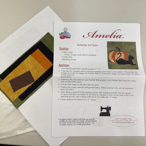 Harvest Snowflake Sunshine & Stitches Shop Hop Amelia Pattern 4 Cat Sew Patterns - Picture 3 of 12